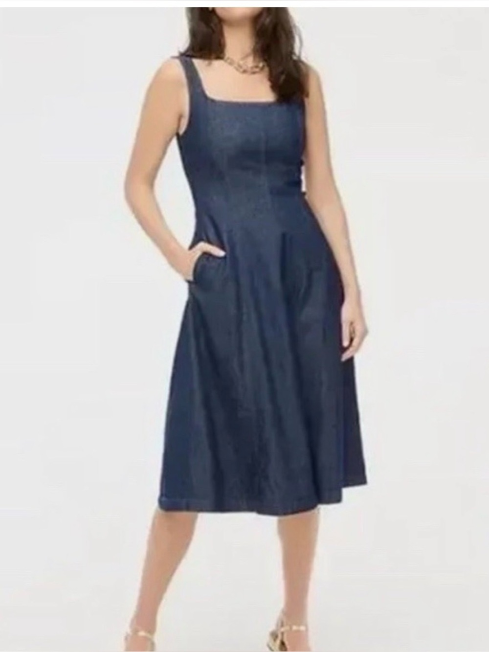 J. Crew Dark Blue Midi Denim Sundress